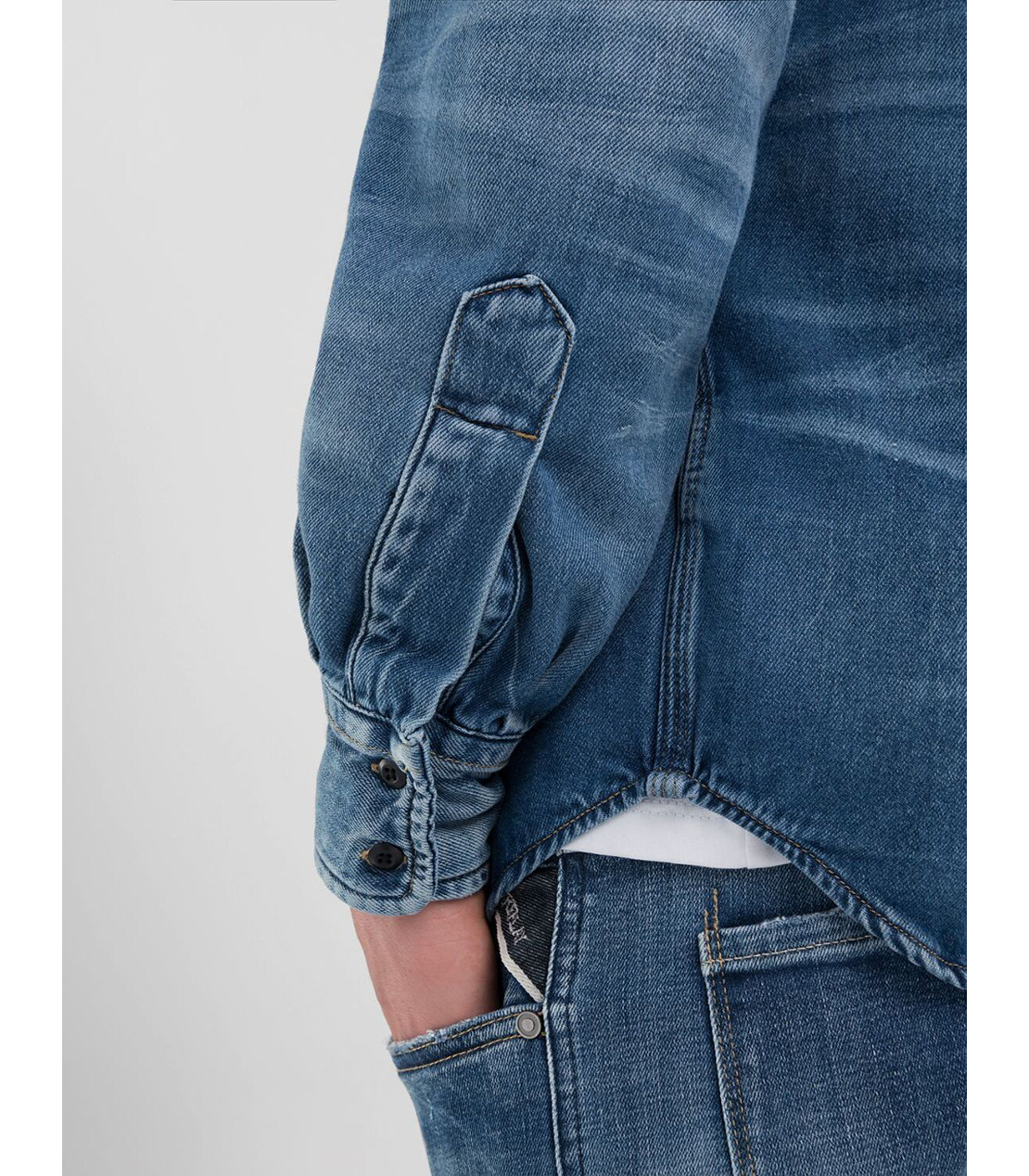 コットンレーヨン デニムシャツ 詳細画像 ダークブルー 4